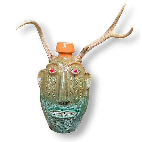 Randy Tobias 16" Antler Devil Face Jug DP6341